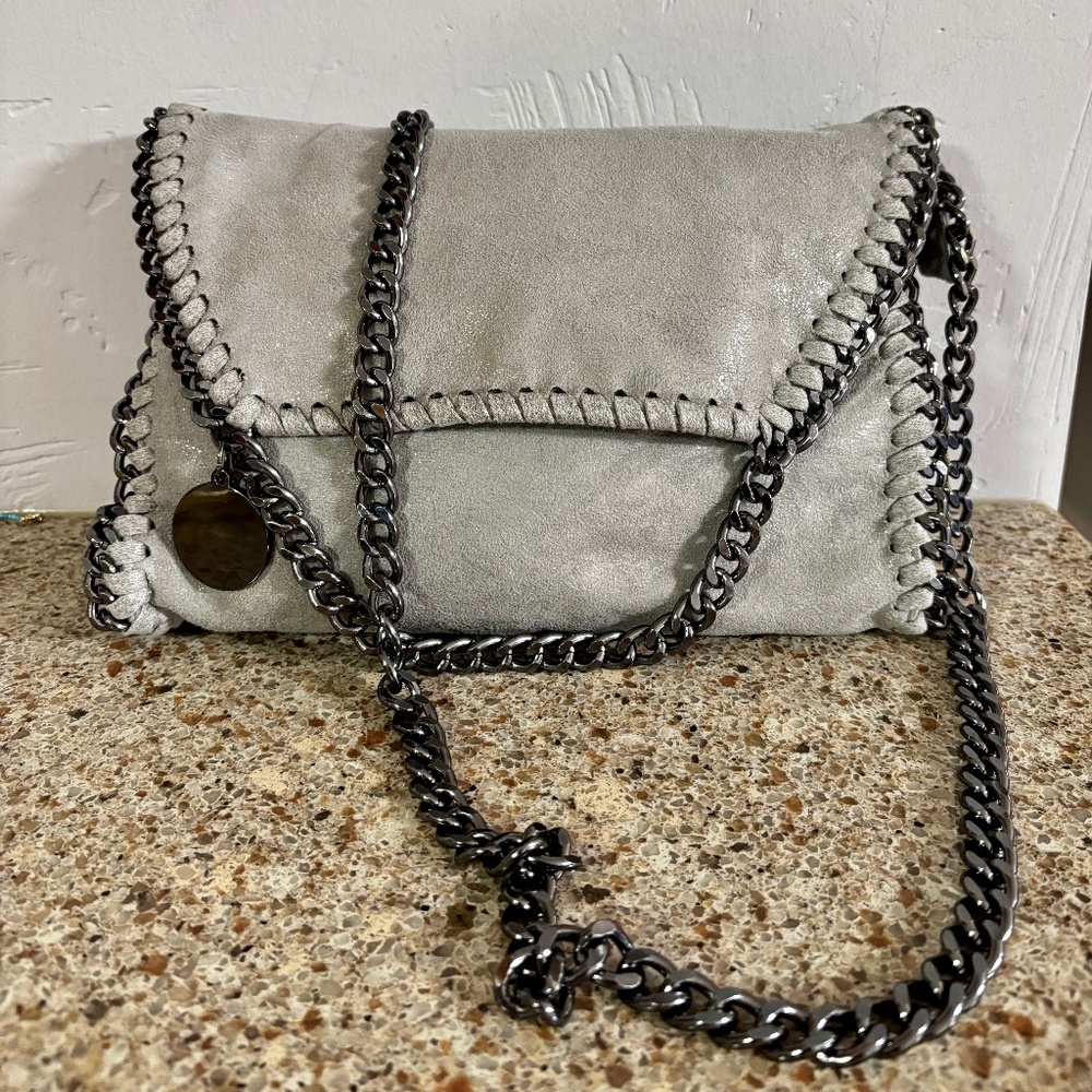 Women's Grey Metallic Alicia Chain Crossbody Bag